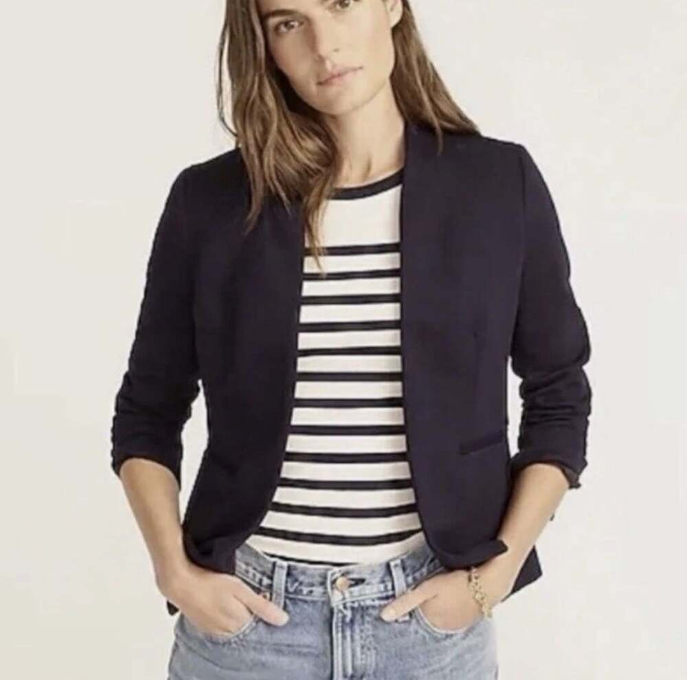 J. Crew 365 Going Out Blazer Women’s Sz 4 Black Stretch Collarless Twill Career